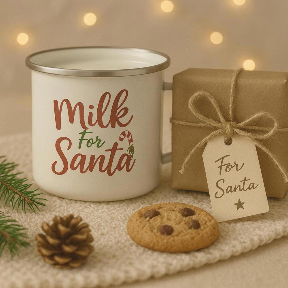 Santa's Milk Enamel Camping Mug - Perfect for Santa's Milk | Holiday Gatherings